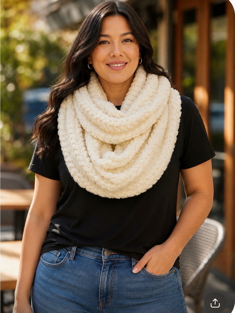 Barefoot Dreams Cream Cozy Sherpa Infinity Scarf